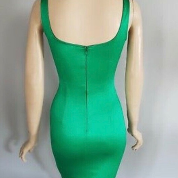 Mark wong nark fern green v neck satin bodycon bandage xs - Picture 2 of 4